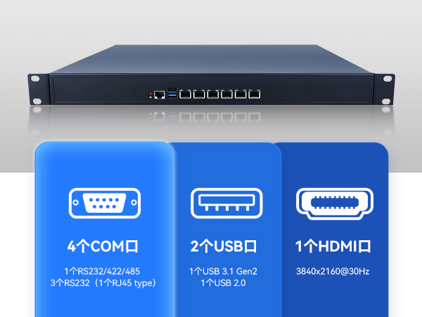 PA视讯1U多网口工控机,网络安全主机工业电脑,DT-12160-J6412